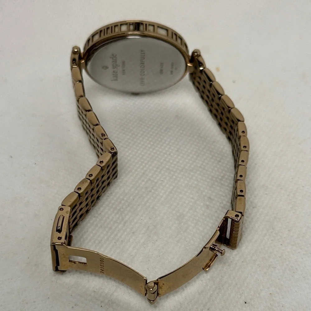 Kate Spade New York Varick Bracelet 36mm Watch Gold Bracelet Striped Face 2.75”